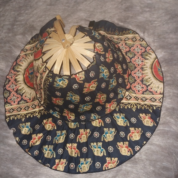 Rice hat Asian style authentic elephant printed pattern hat - Picture 2 of 13